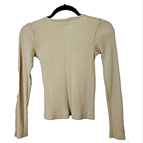 Calvin Klein Khaki Long Sleeve Henley Waffle Knit Shirt-Small - Picture 3 of 5